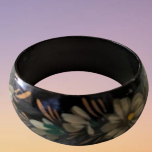 Vintage Russian Hand Painted Bangle Bracelet - Picture 1 of 4